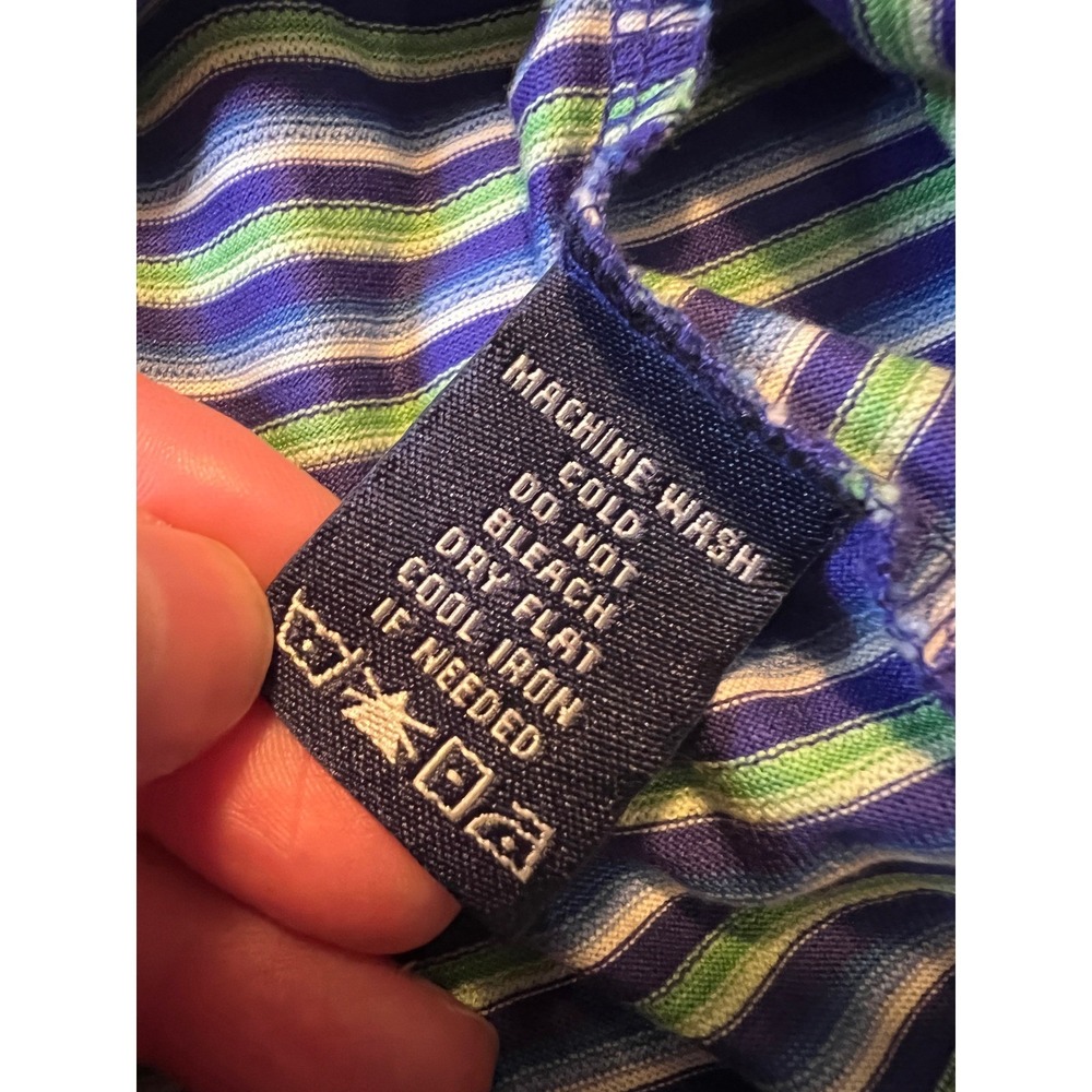 Austin Reed London Shirt Mens XXL Blue Green StripePolo Double Mercerized Cotton - Picture 4 of 5
